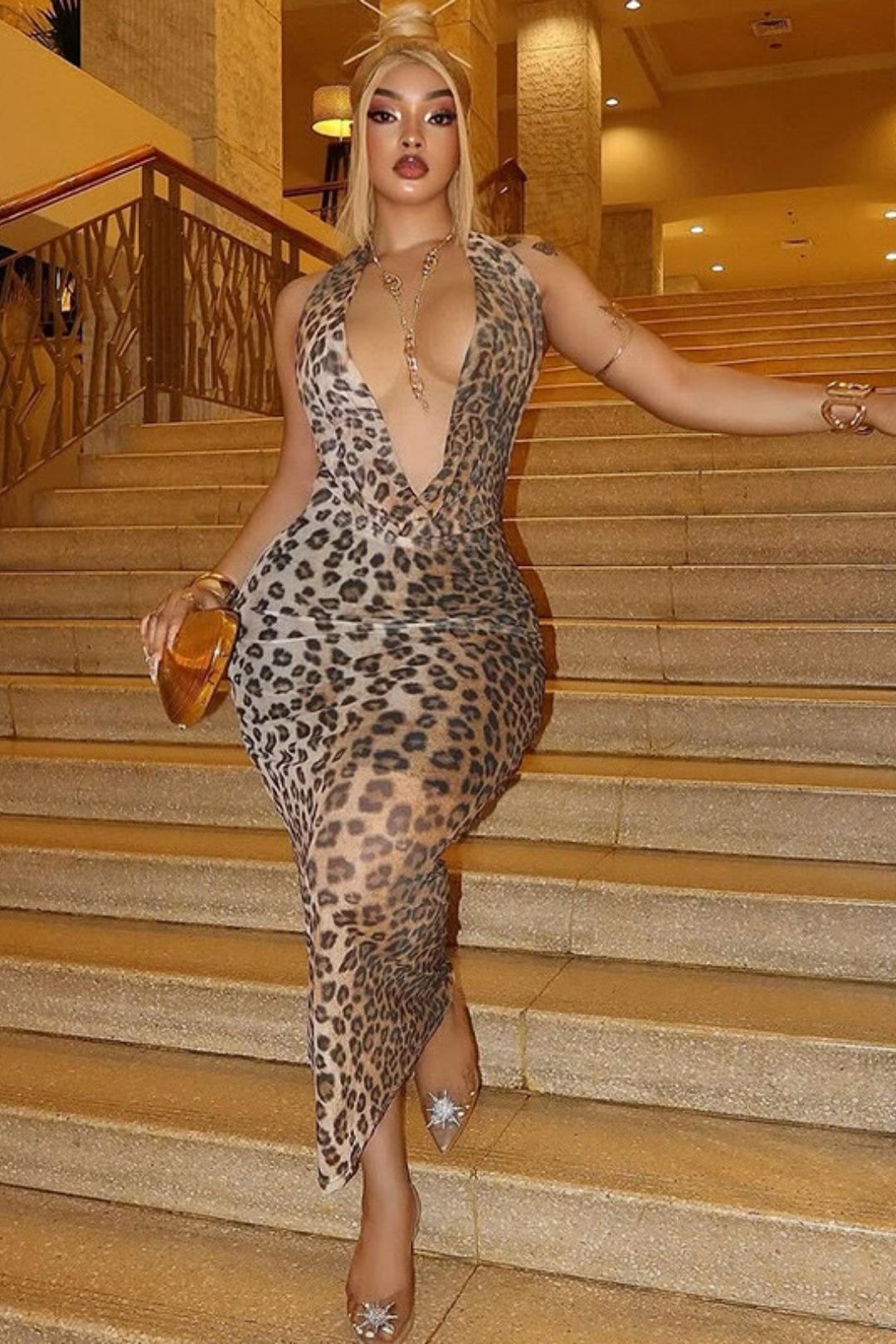 Sexy Deep V-neck Sleeveless Backless Slim Long Dress