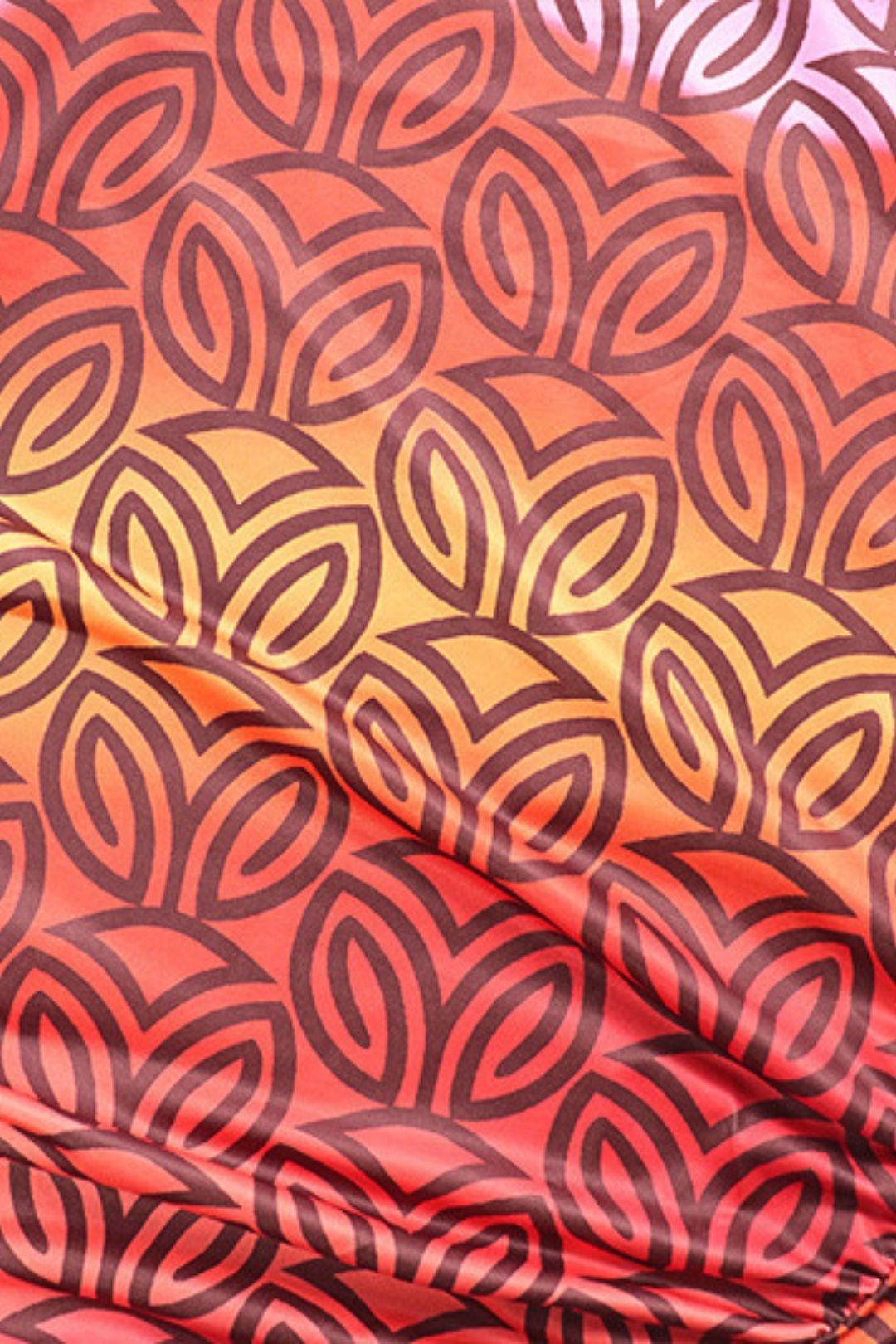 Hip-wrapped Slim-fitting Printed  Skirt High-neck Long-sleeved Short Dress