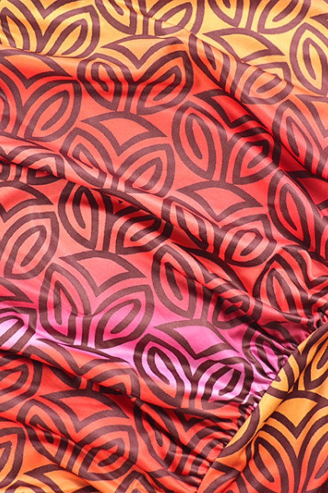 Hip-wrapped Slim-fitting Printed  Skirt High-neck Long-sleeved Short Dress