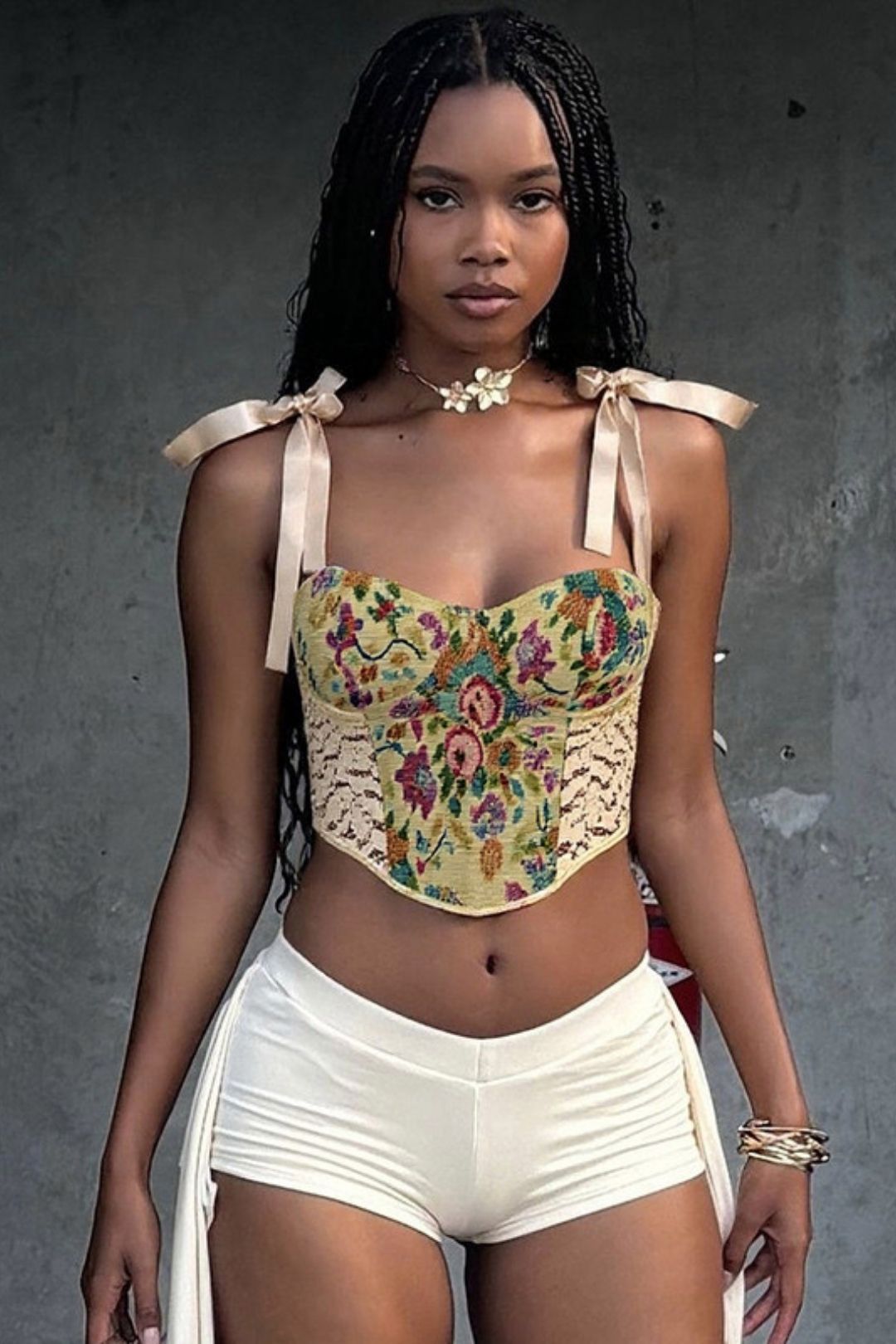 Stitching Sleeveless Lace Strap Backless Chest Vest