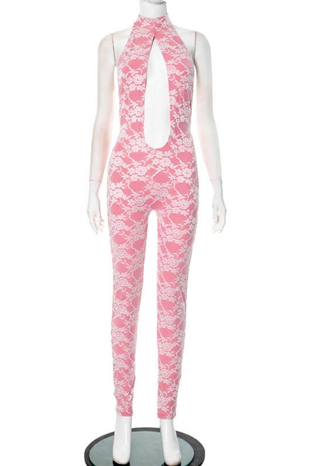 Lace Halter Neck Straps Large Backless Tight Jumpsuit Trousers