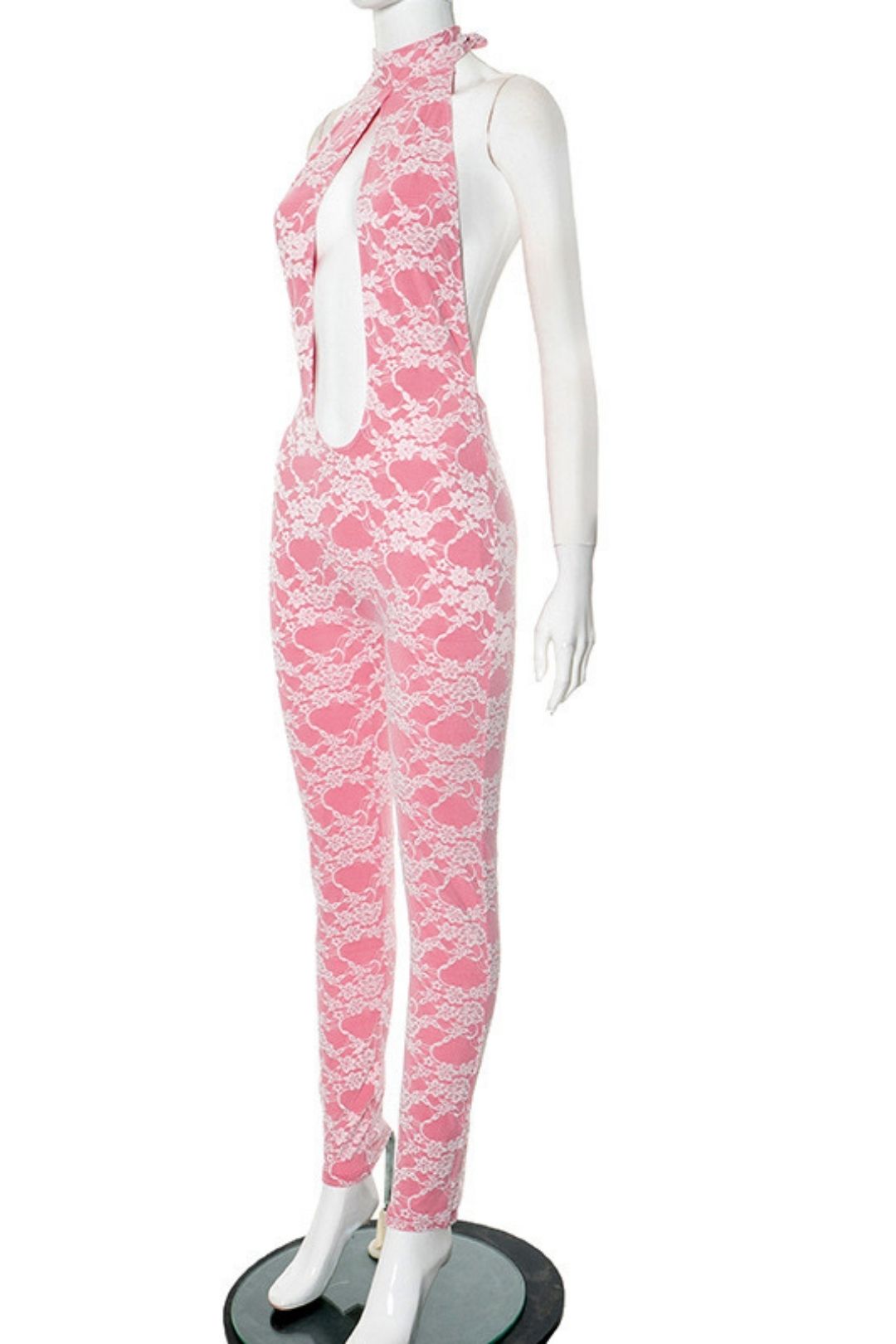 Lace Halter Neck Straps Large Backless Tight Jumpsuit Trousers