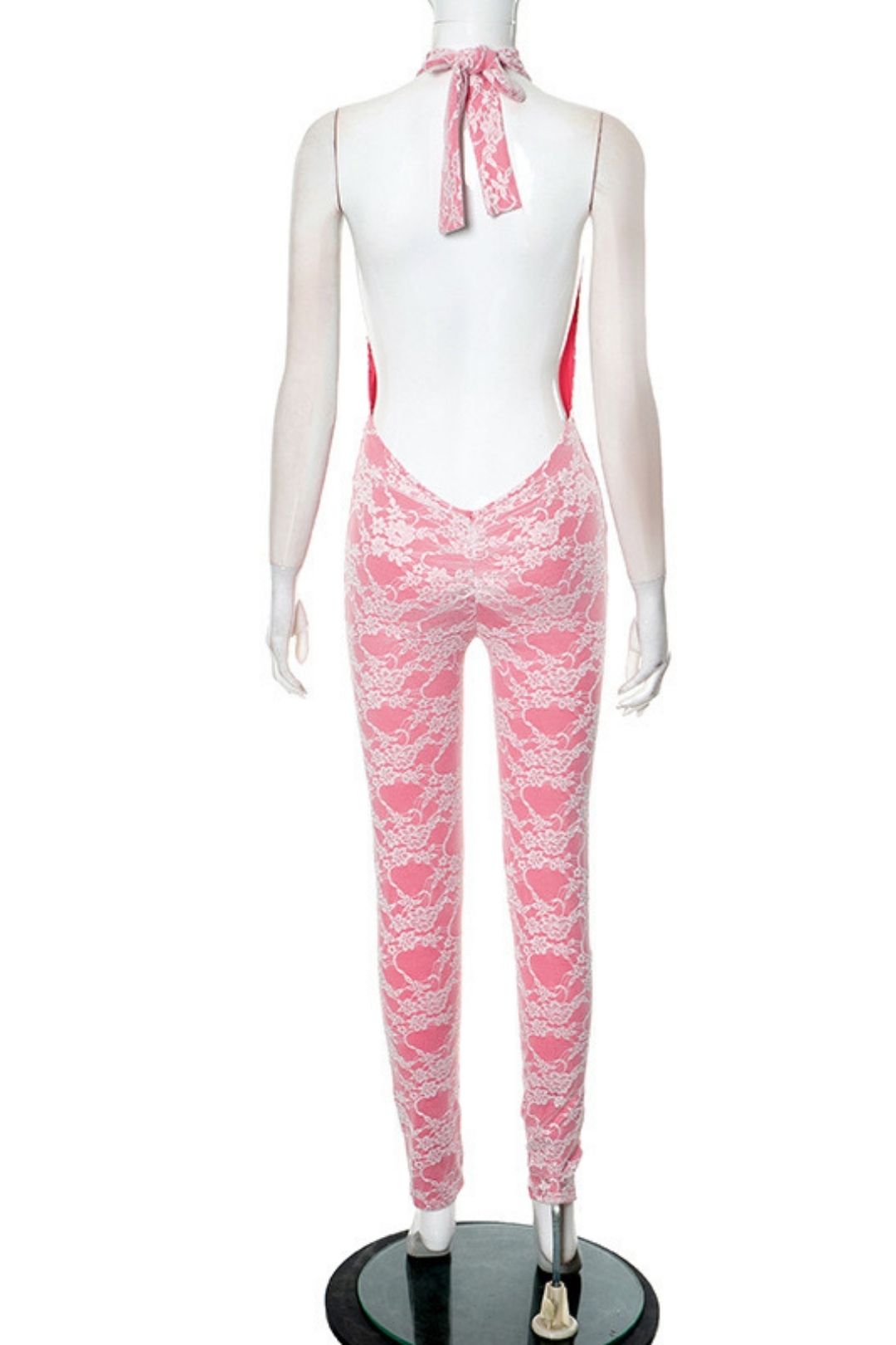 Lace Halter Neck Straps Large Backless Tight Jumpsuit Trousers