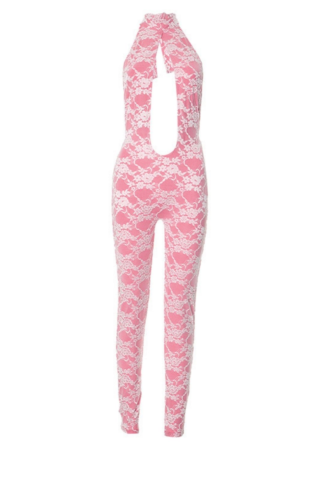 Lace Halter Neck Straps Large Backless Tight Jumpsuit Trousers