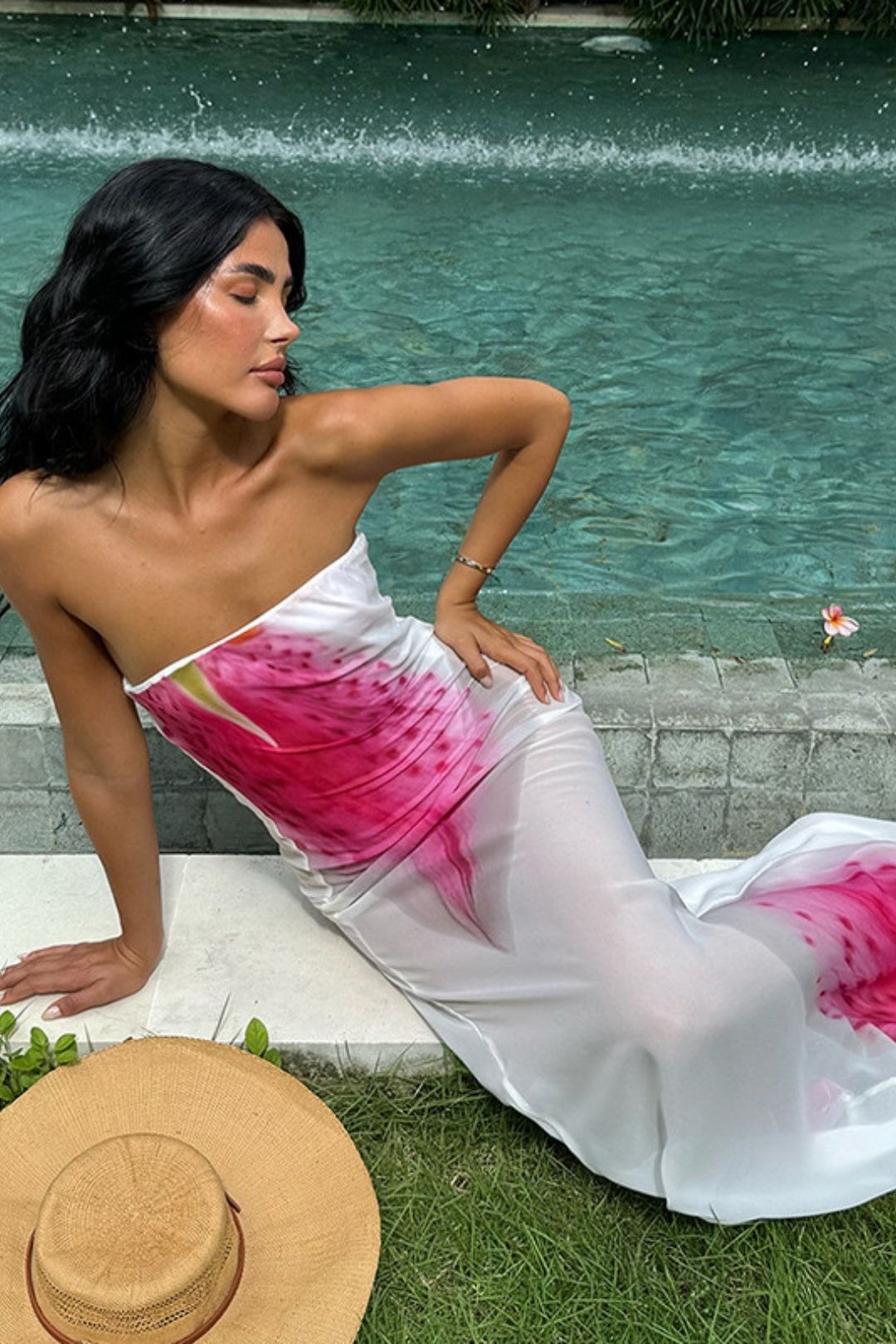 Print Chiffon Fake Two-piece Tube Top Dress