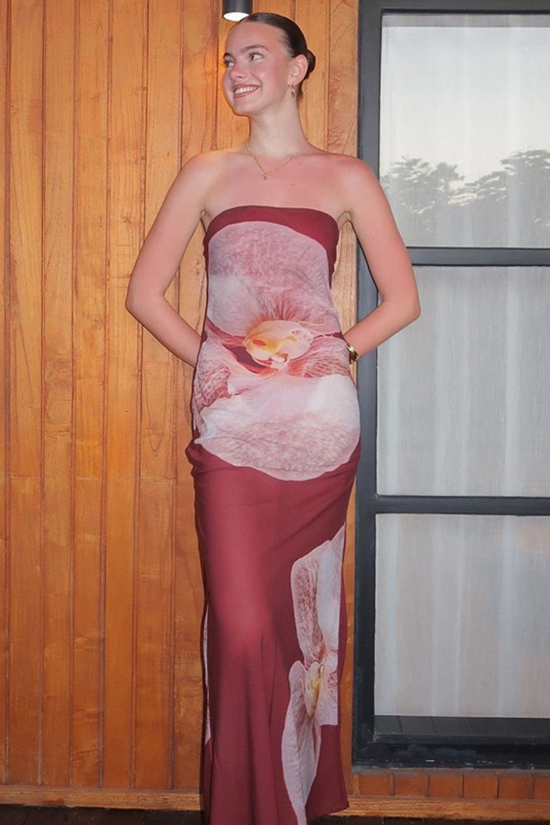 Print Chiffon Fake Two-piece Tube Top Dress