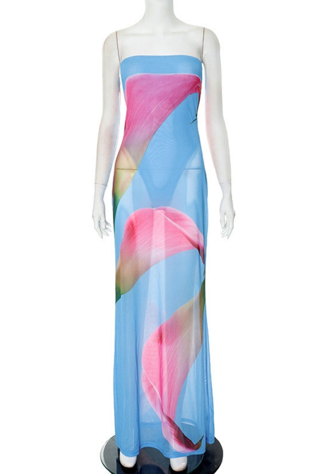 Print Chiffon Fake Two-piece Tube Top Dress