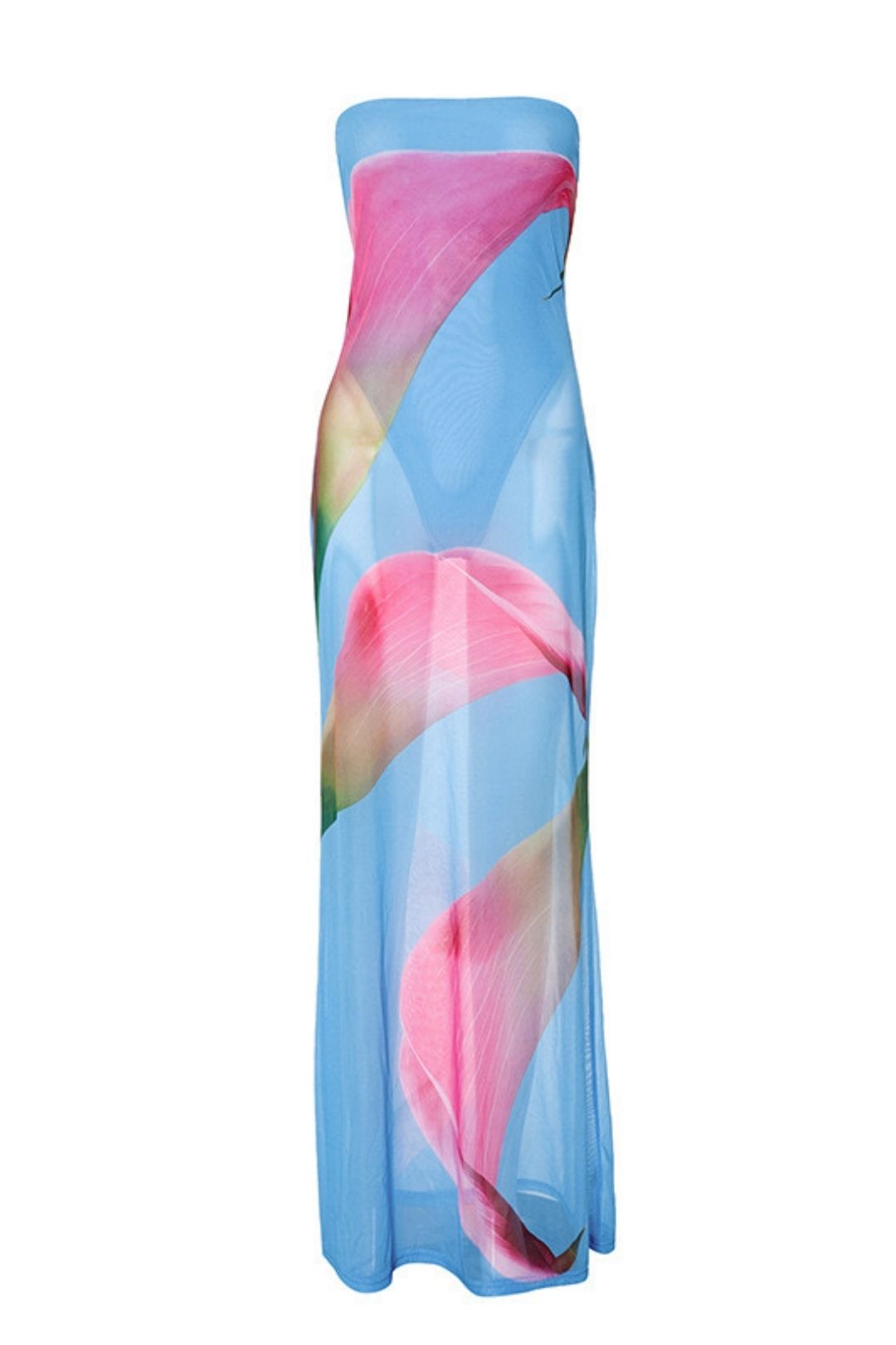 Print Chiffon Fake Two-piece Tube Top Dress