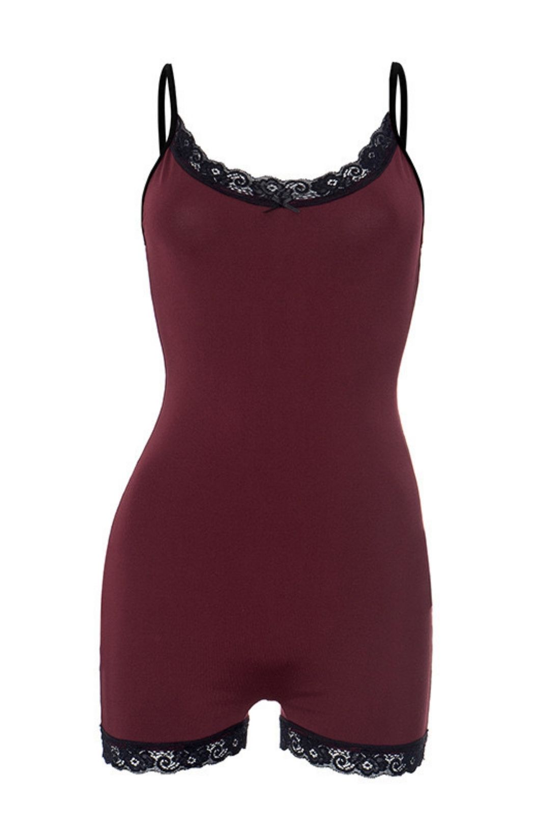 Sexy Deep V Lace Suspenders Tight Jumpsuit Shorts