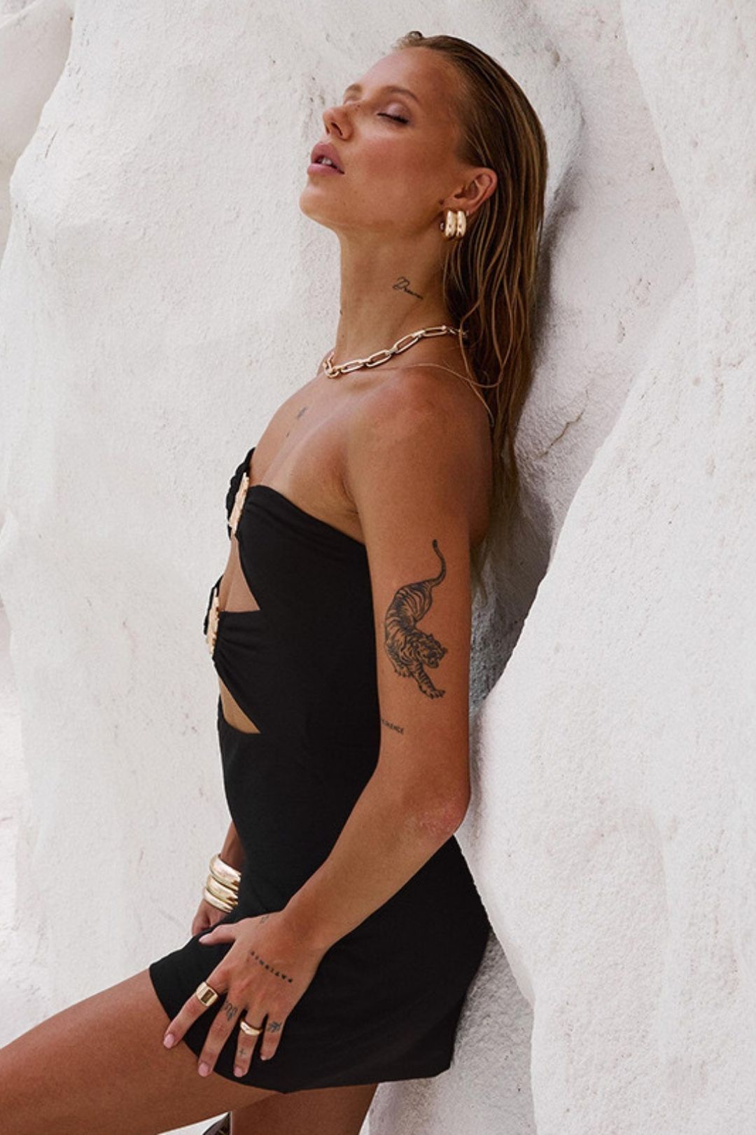 Tube Top Dress Metal Starfish Decoration Hollow Slim Short Skirt