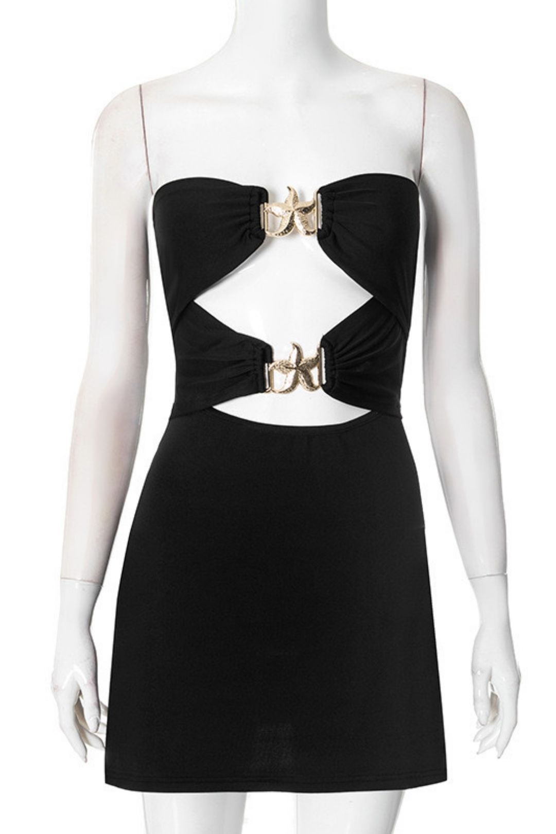 Tube Top Dress Metal Starfish Decoration Hollow Slim Short Skirt