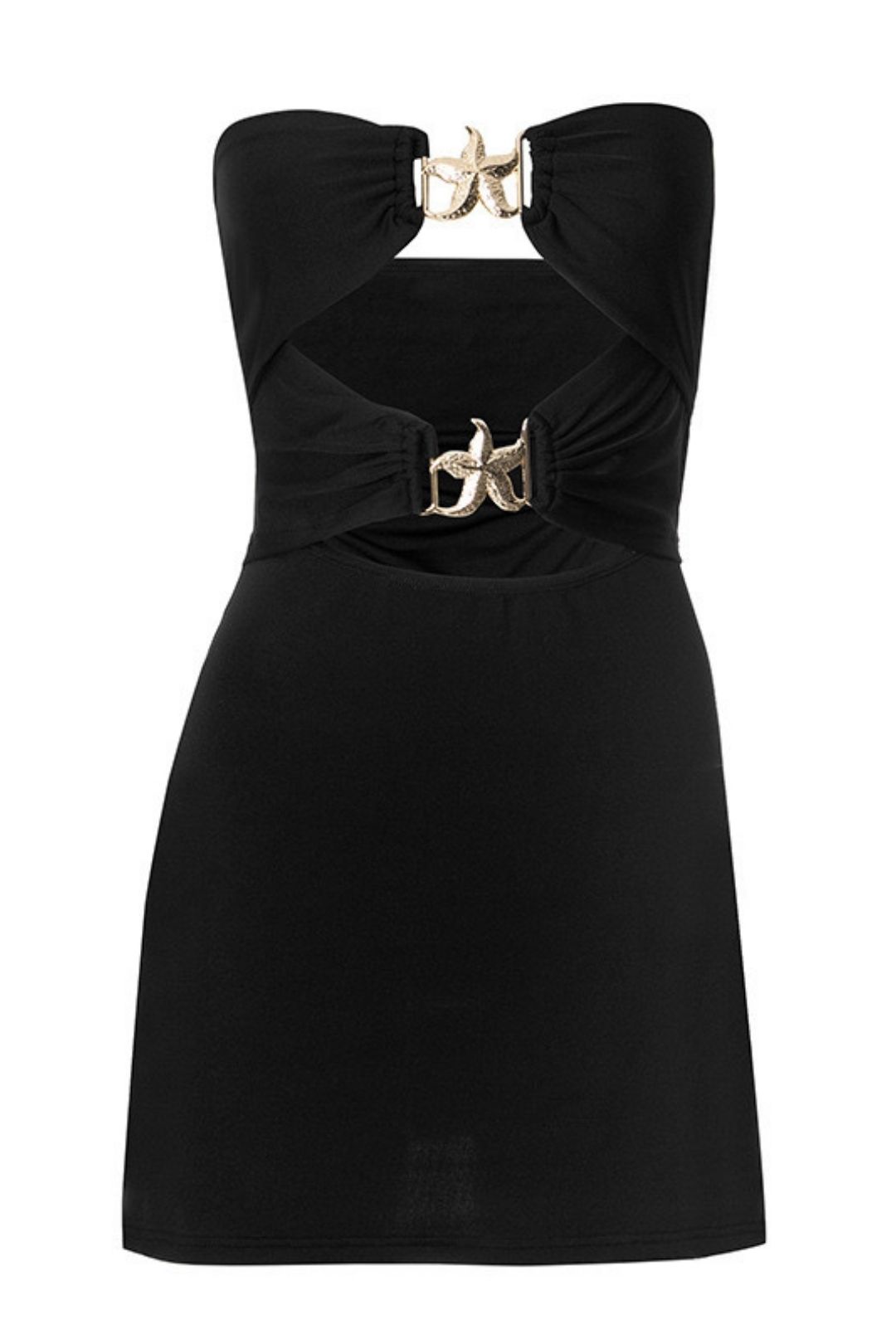 Tube Top Dress Metal Starfish Decoration Hollow Slim Short Skirt