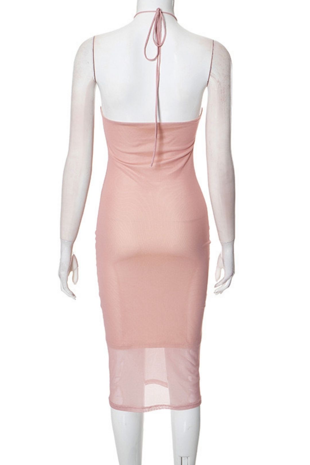 Slim-fitting Halter Neck Floral Print Sexy Mesh See-through Dress