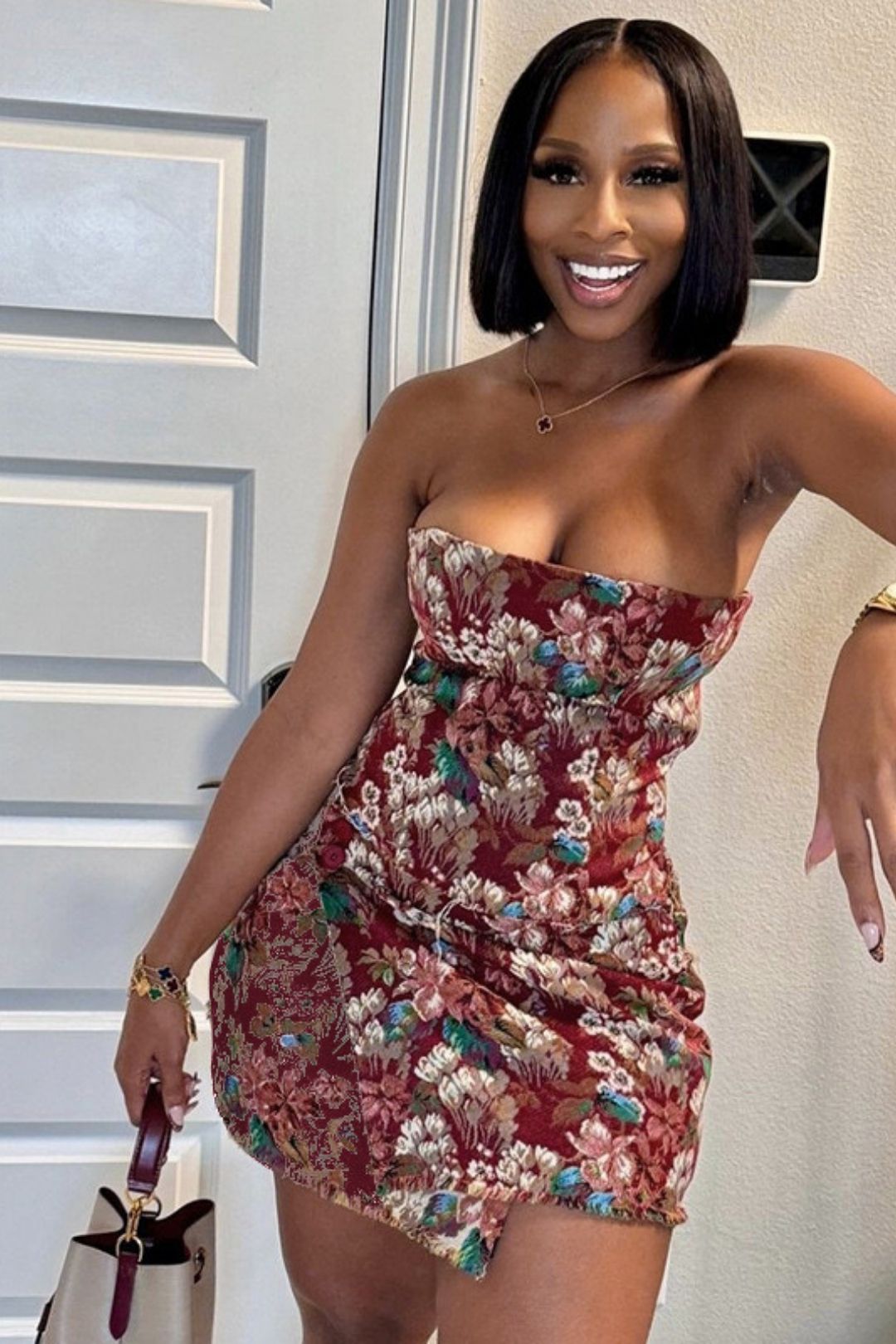 Retro Jacquard Tube Top Hip Women's Dress