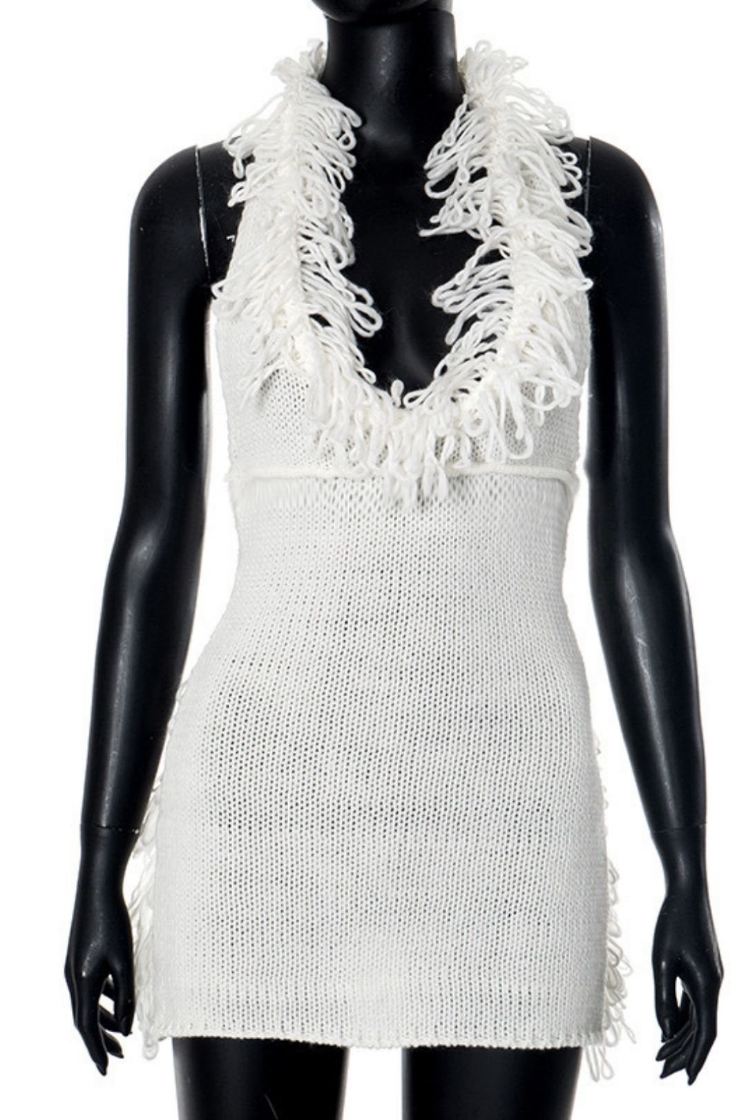 Short Skirt Cross-border Sexy Backless Lace-up Halter Neck Tassel Knitted Dress