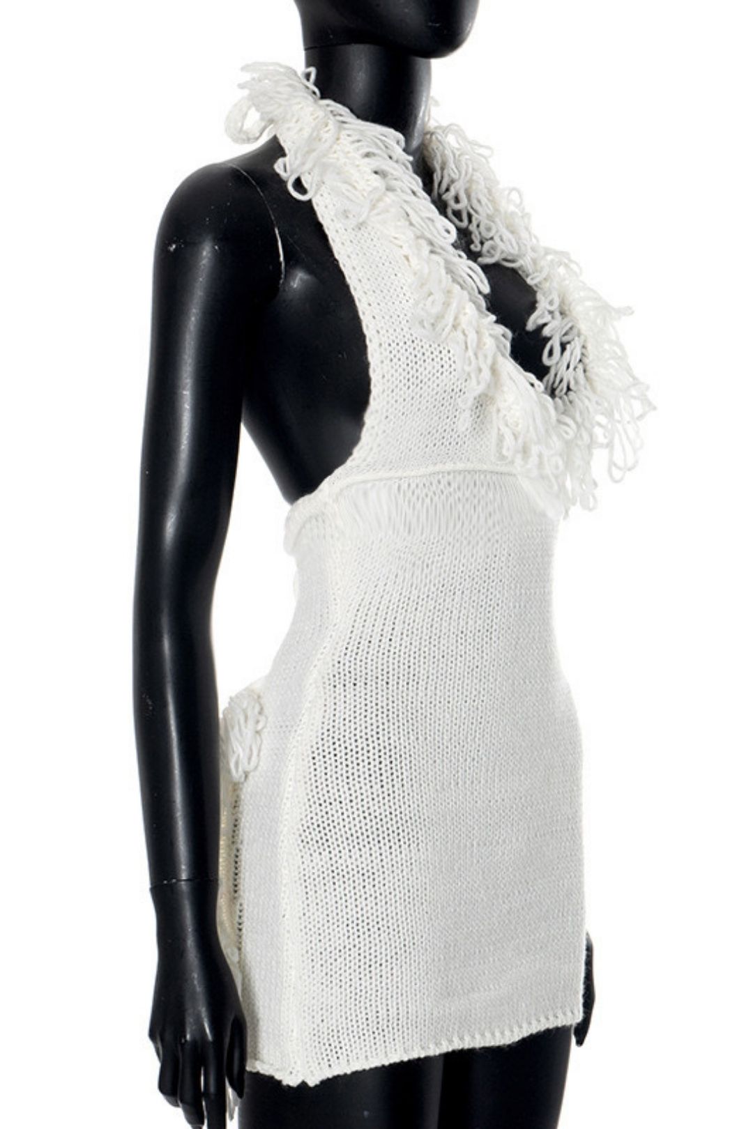 Short Skirt Cross-border Sexy Backless Lace-up Halter Neck Tassel Knitted Dress