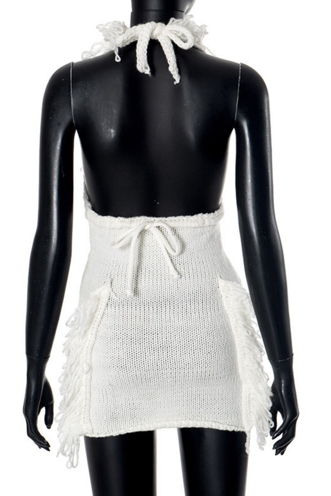 Short Skirt Cross-border Sexy Backless Lace-up Halter Neck Tassel Knitted Dress