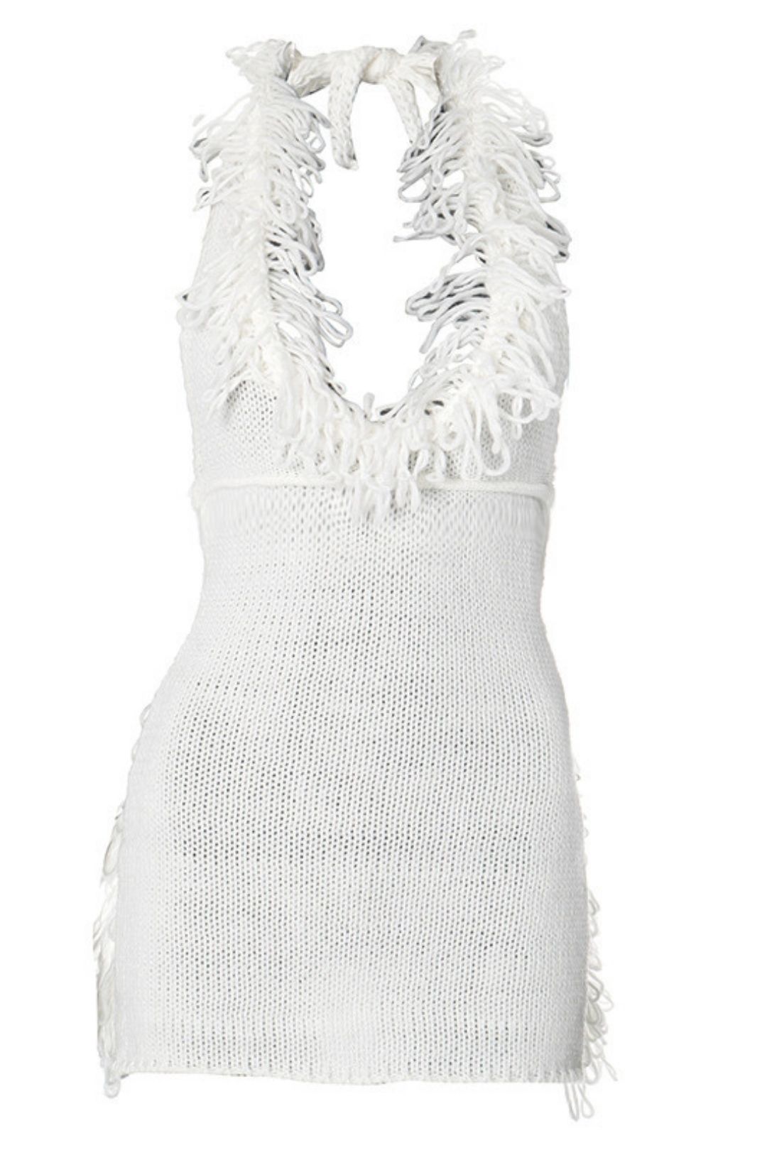 Short Skirt Cross-border Sexy Backless Lace-up Halter Neck Tassel Knitted Dress