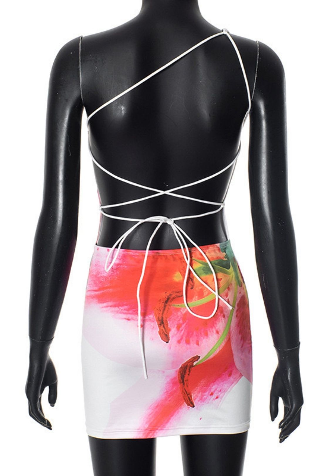 Sexy Fashion Oblique Shoulder Sleeveless Printed Backpack Hip Dress