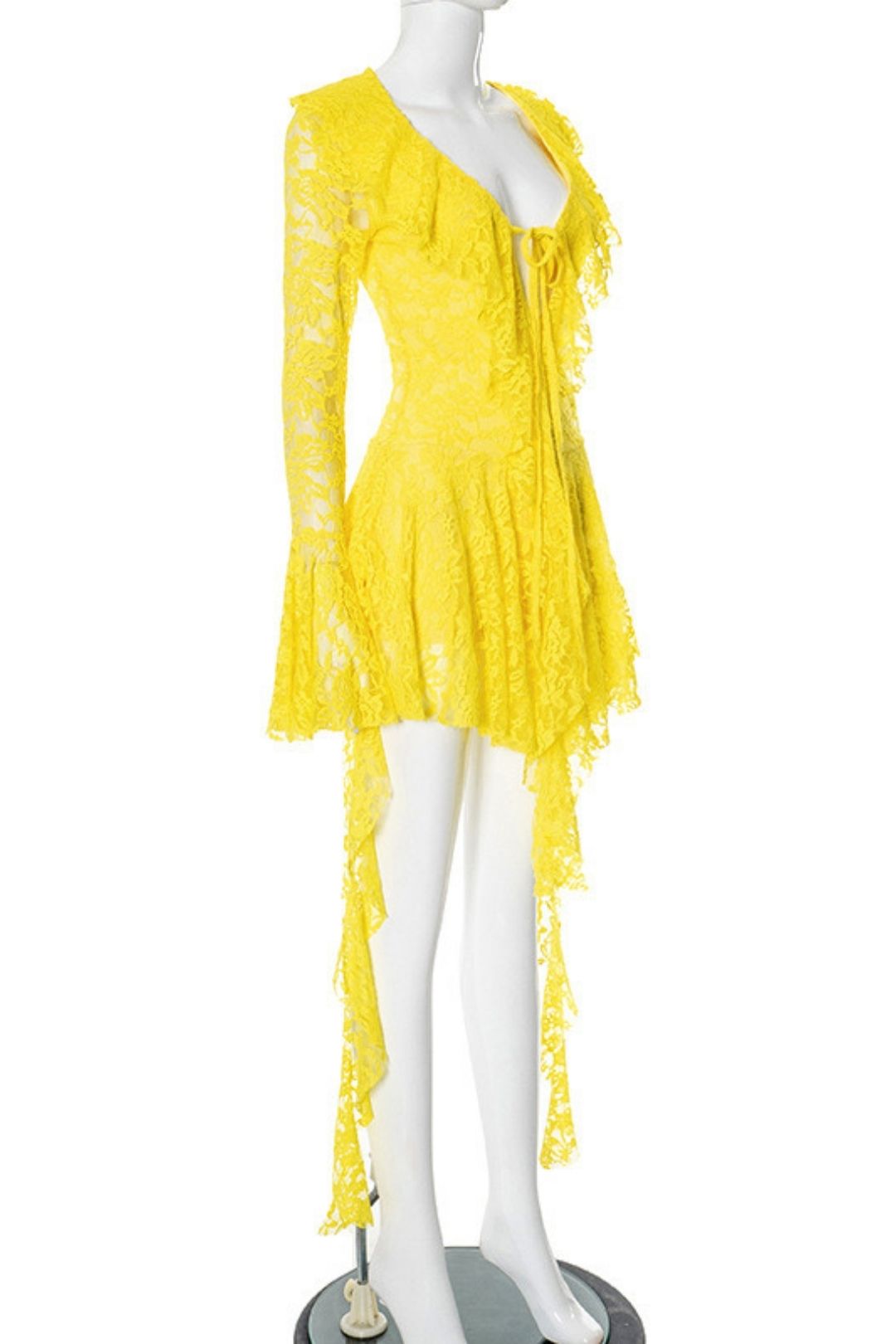 Sexy Lace Ribbon Rope Long-sleeved Trumpet Sleeve