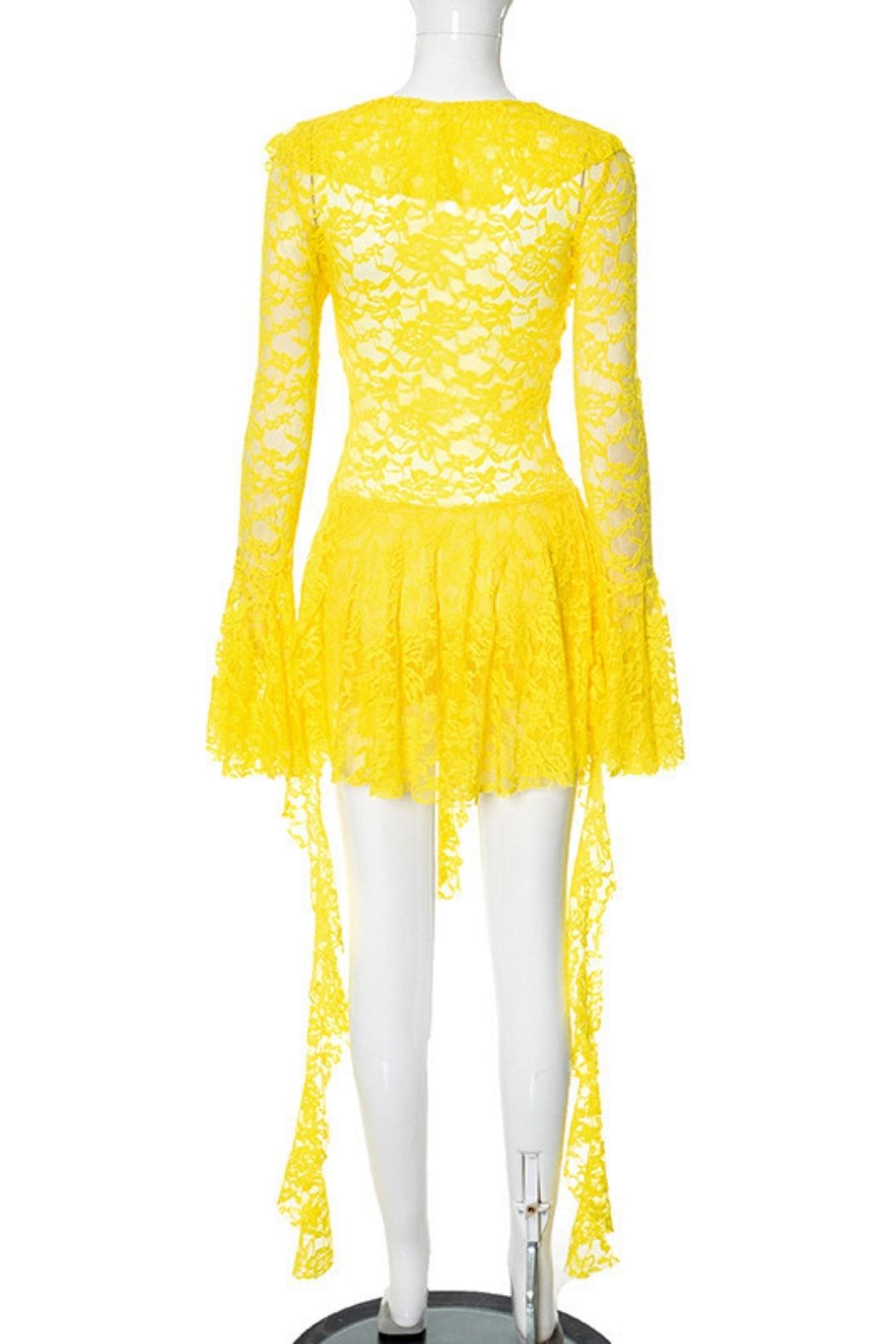 Sexy Lace Ribbon Rope Long-sleeved Trumpet Sleeve