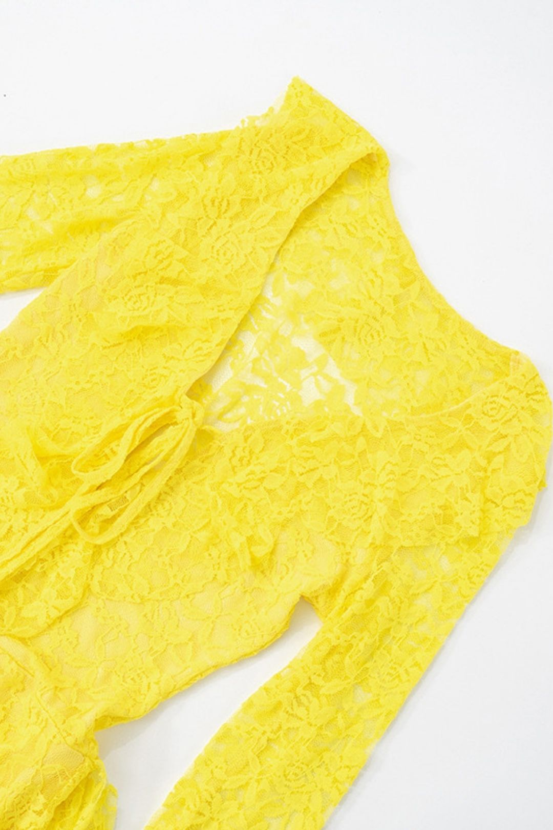 Sexy Lace Ribbon Rope Long-sleeved Trumpet Sleeve