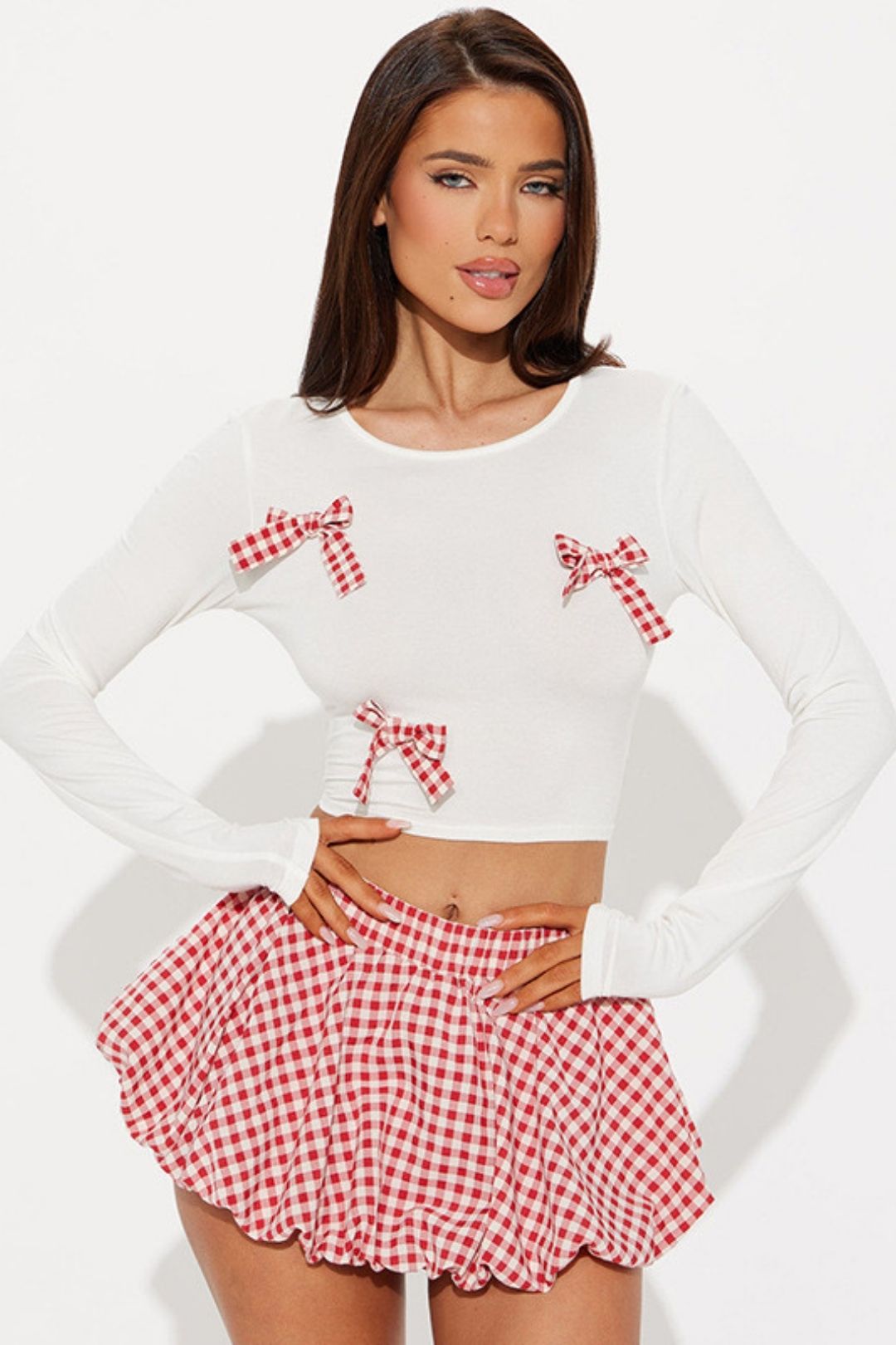 Suit Versatile Plaid Flower Bud Skirt