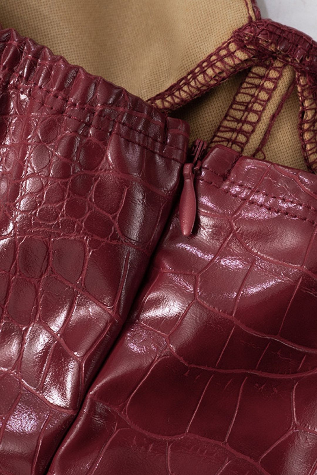 Sexy Fashion Crocodile Pattern Leather Hot Girl Tube Top