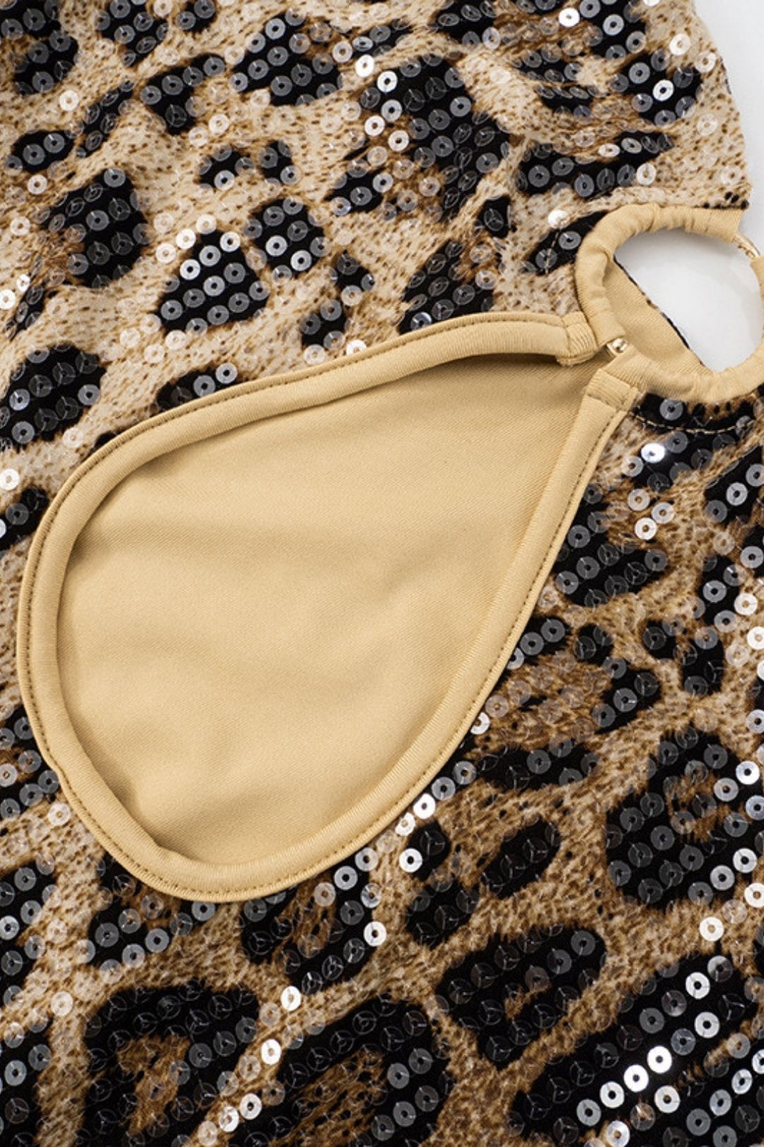 Leopard Print Sequins Sexy Slim Fit Tube Top Short Skirt Backless Dress