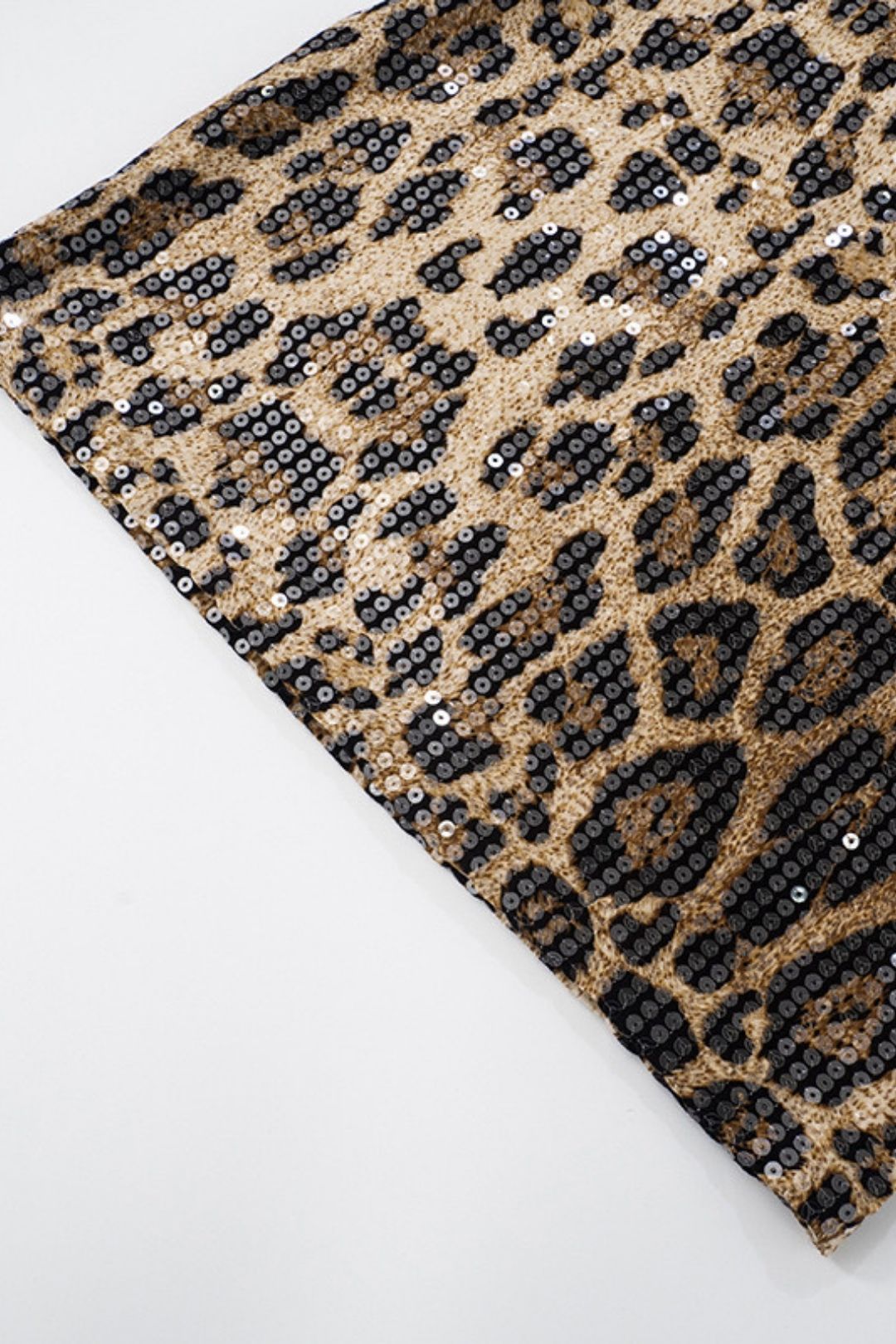 Leopard Print Sequins Sexy Slim Fit Tube Top Short Skirt Backless Dress