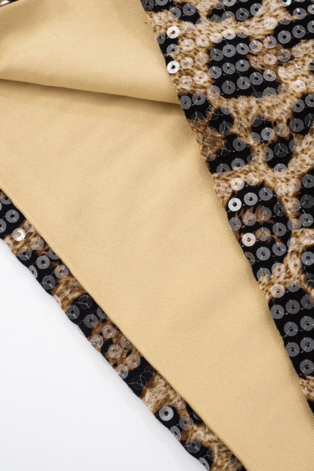 Leopard Print Sequins Sexy Slim Fit Tube Top Short Skirt Backless Dress