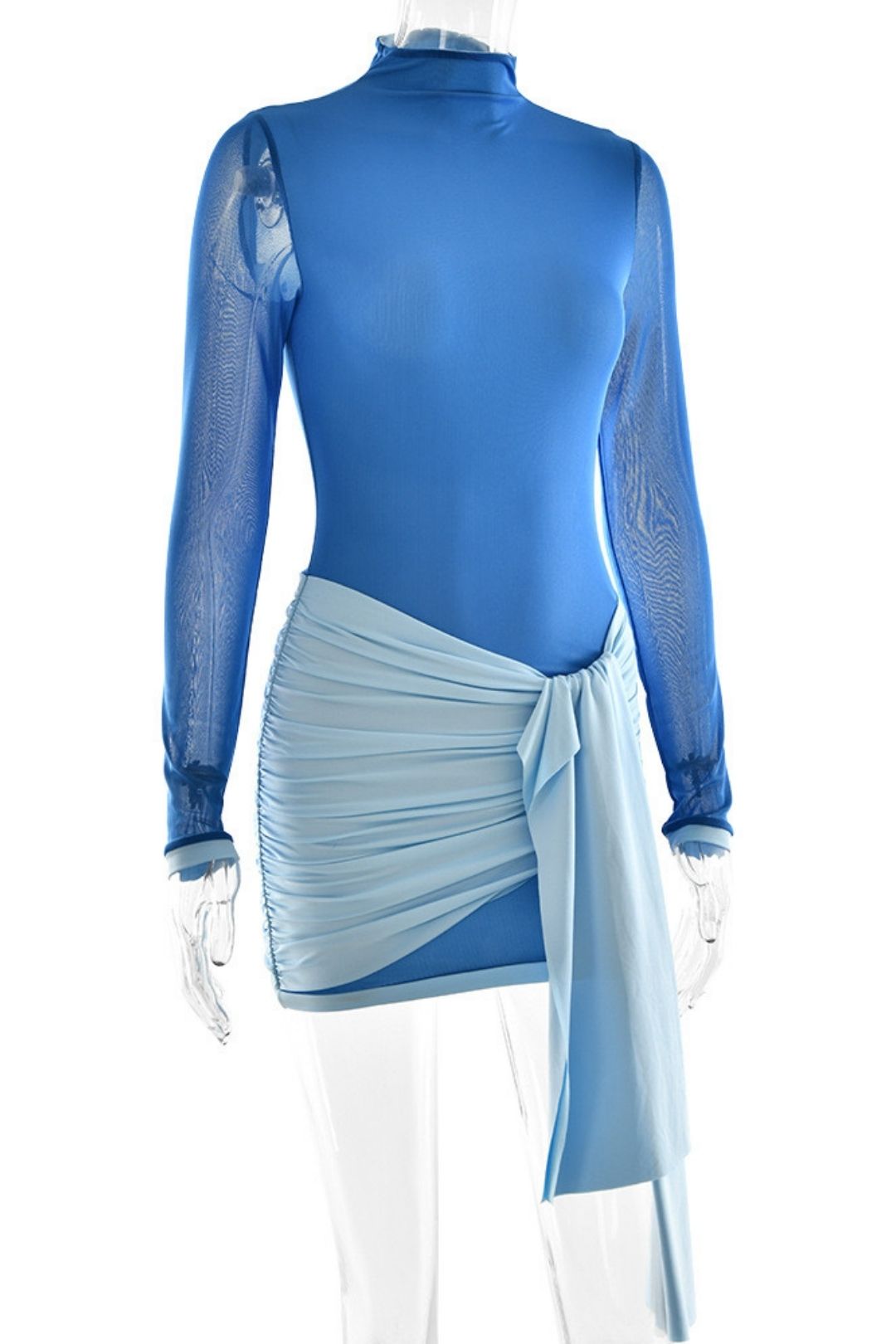 Round Neck Ribbon Slim Short Skirt