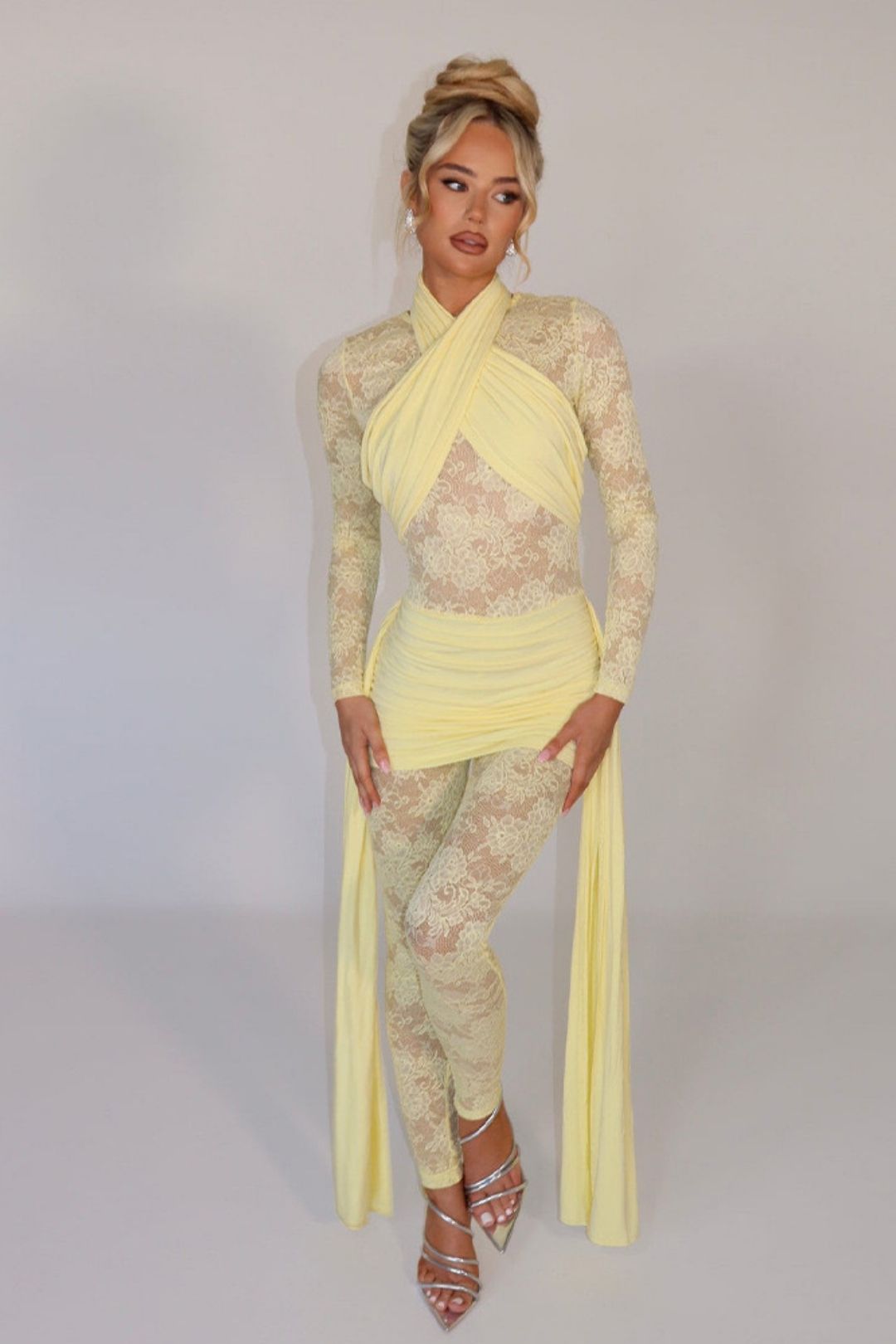 Sexy Lace Ribbon Splicing Tight Jumpsuit