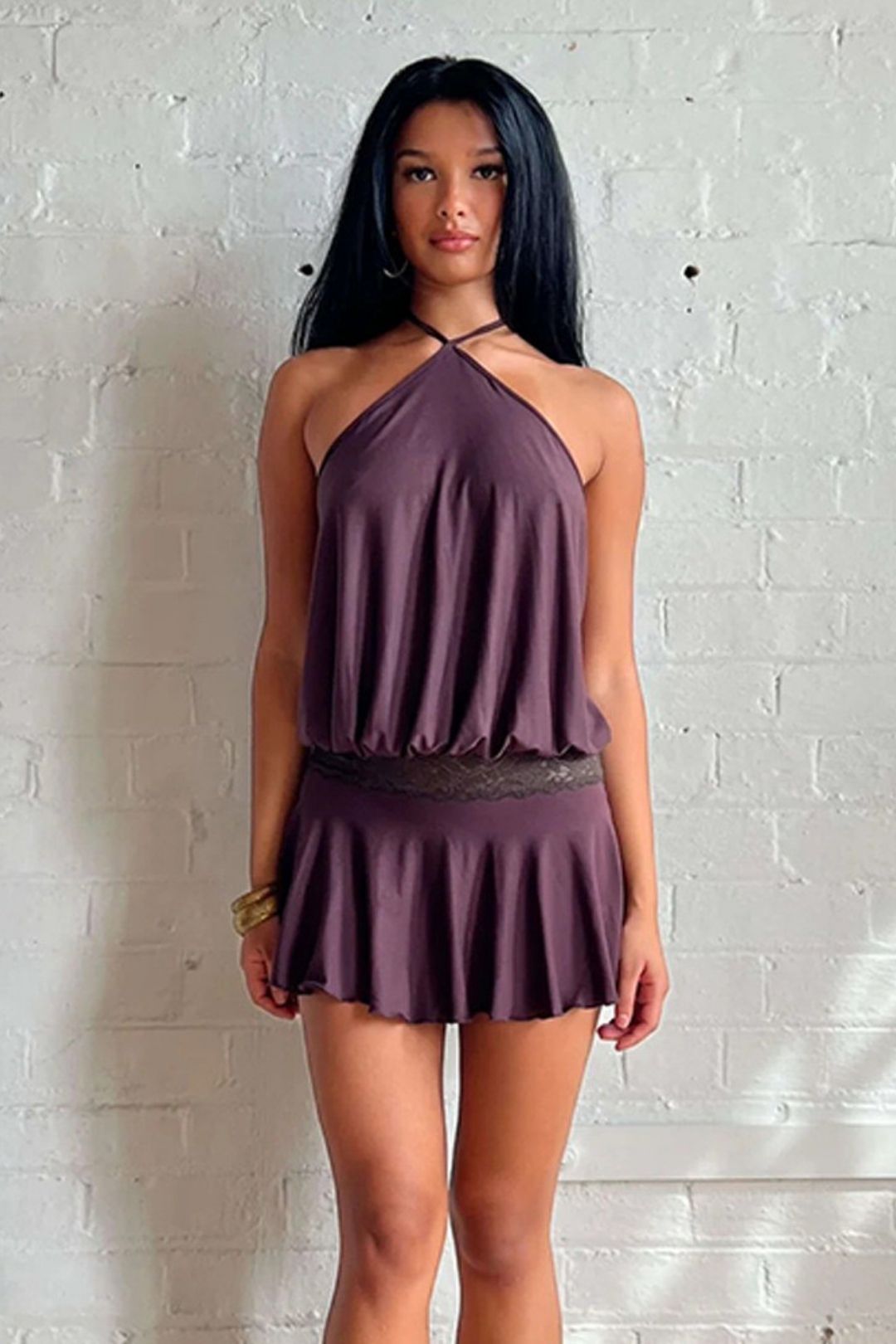 Sexy Halter Neck Short Skirt Sleeveless Casual Backless Ladies Dress