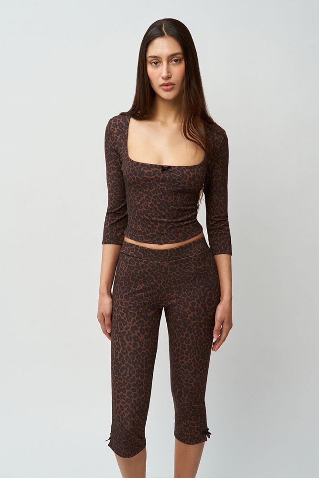 Sexy Leopard Print Shorts Tight Sports Two-piece