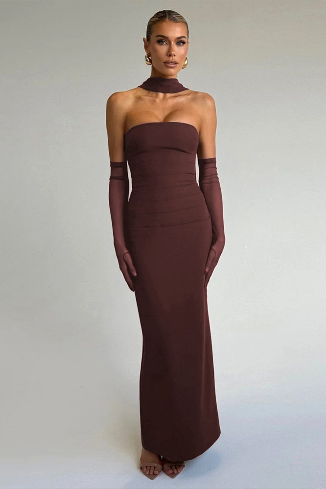 Tube Top Waist Ladies Long Skirt Elegant Ribbon Backless Sexy Hip Dress