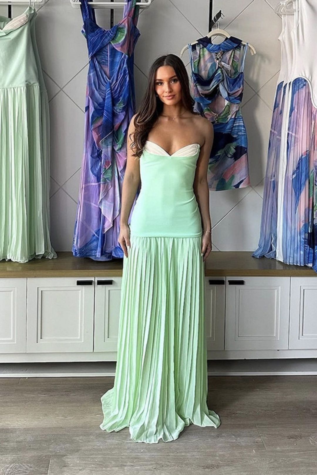 Sexy Slim Backless Pleated Waist Tube Top Dress Female