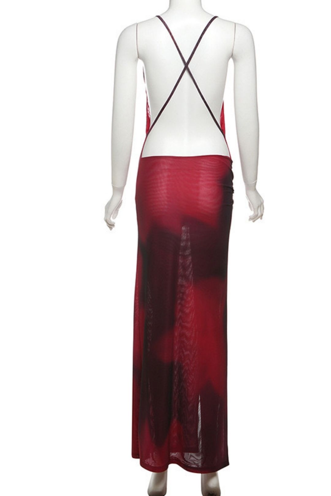 Sexy Backless Deep High Waist Slim V Split Dress