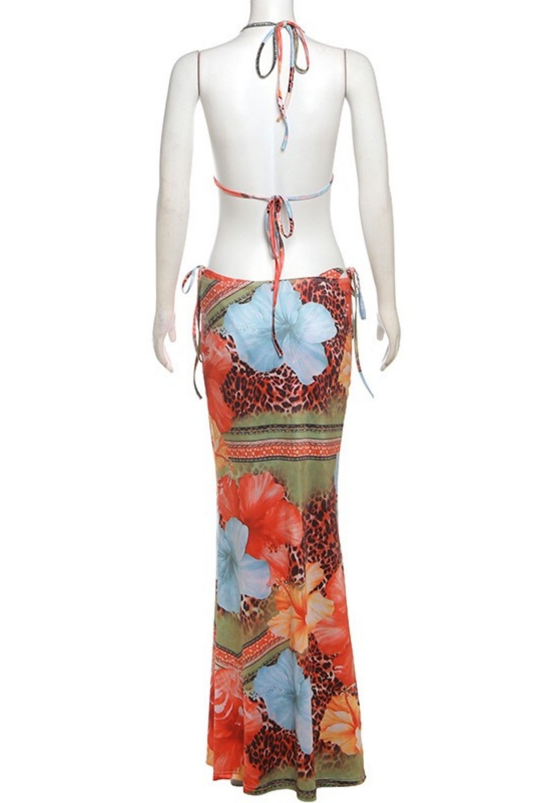 Sexy Navel-baring Lace-up Fashion Printed Bikini Three-piece Suit