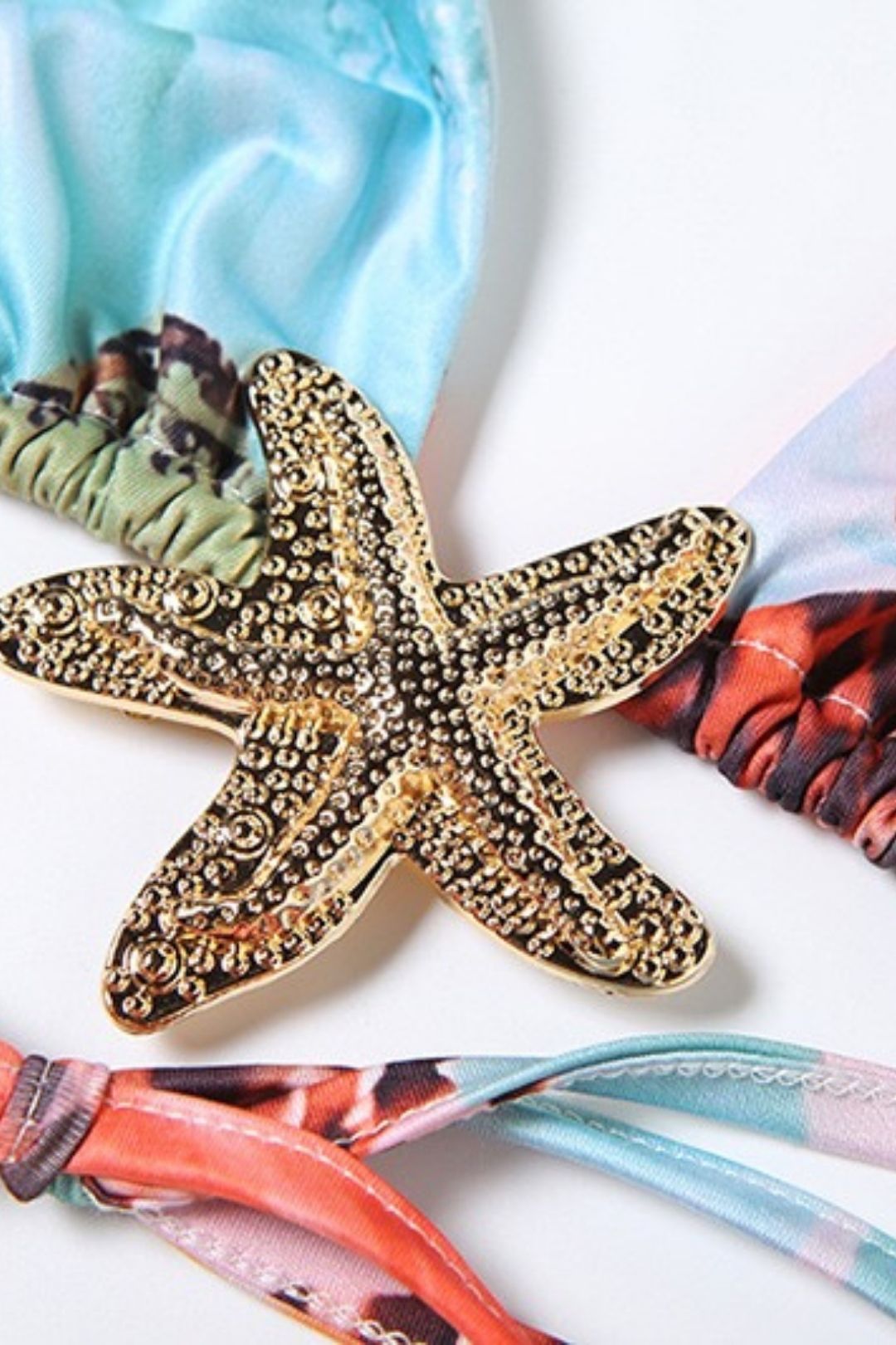 Sexy Navel-baring Lace-up Fashion Printed Bikini Three-piece Suit