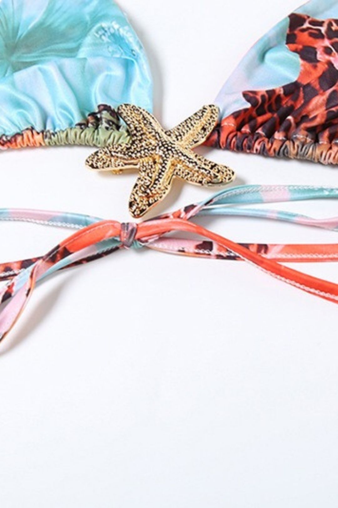 Sexy Navel-baring Lace-up Fashion Printed Bikini Three-piece Suit