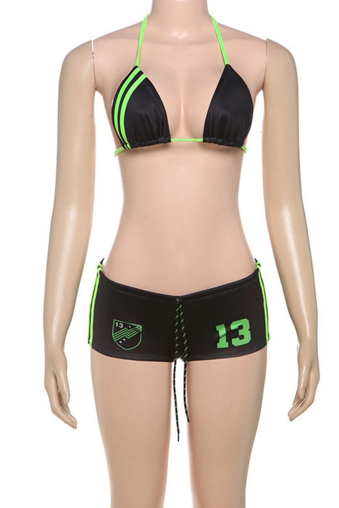 Sexy Halter Neck Tie Digital Print Bikini Two-piece Suit