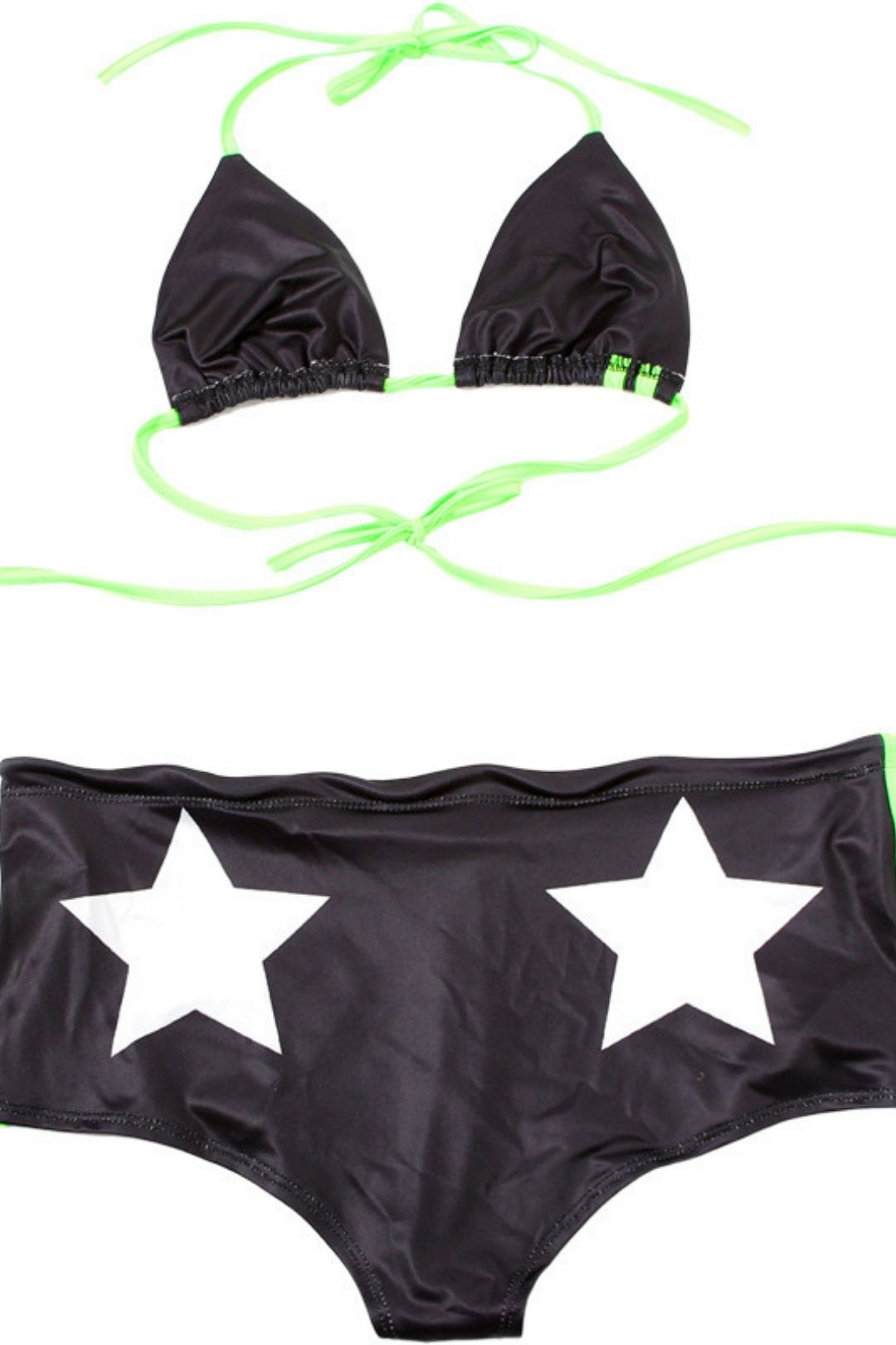 Sexy Halter Neck Tie Digital Print Bikini Two-piece Suit