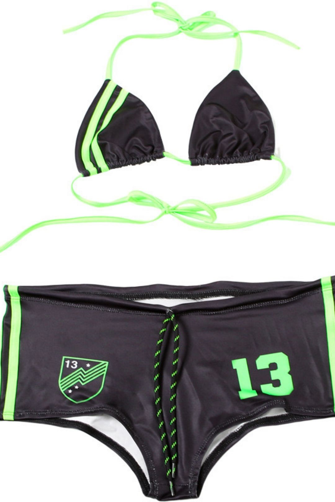 Sexy Halter Neck Tie Digital Print Bikini Two-piece Suit