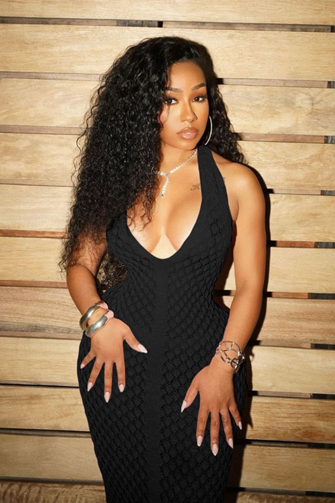 Sexy Deep V Halter Neck Backless Long Skirt