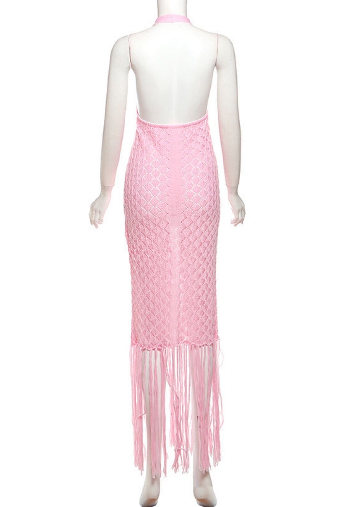 Sexy Deep V Halter Neck Backless Long Skirt