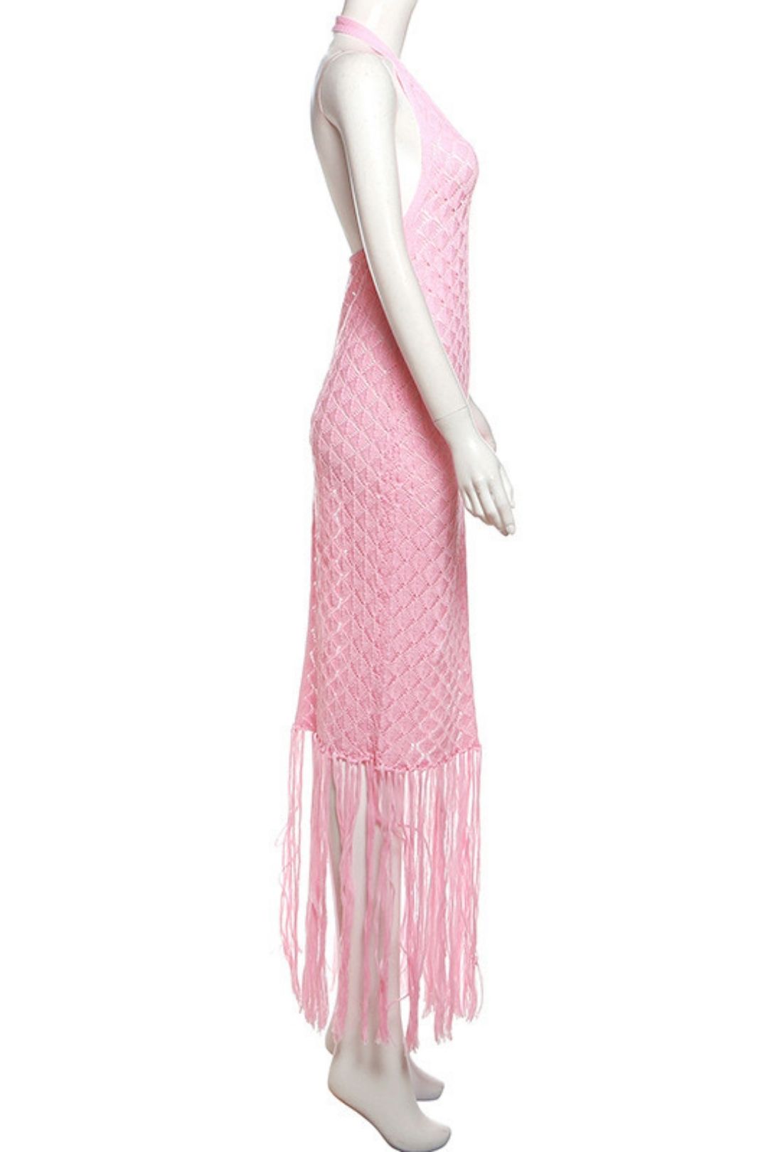 Sexy Deep V Halter Neck Backless Long Skirt