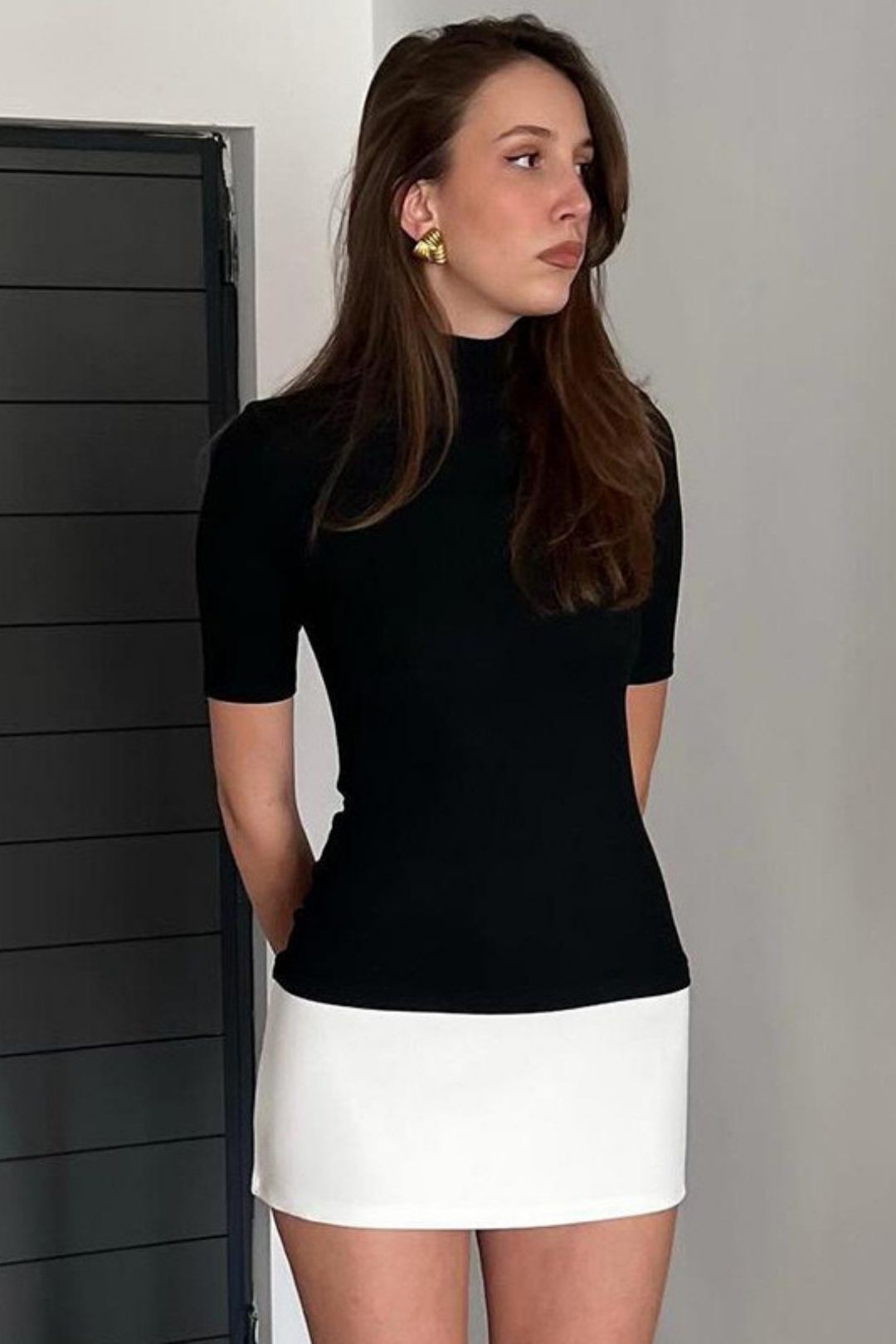 Half-high Collar Five-point Sleeve Sexy Hip-wrapped Stitching Dress