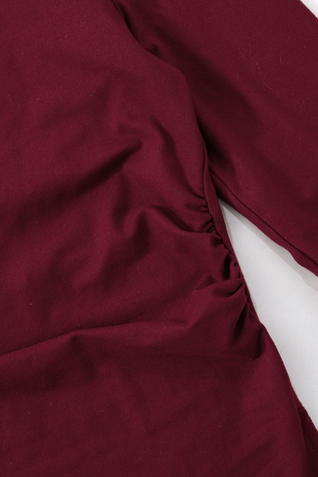 Winter One-shoulder Pleated Waist Slit Solid Color Pullover Top T-shirt