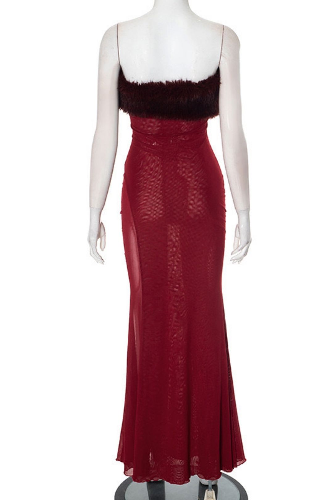 Tube Top Off-shoulder Fur Collar Sexy Perspective Mesh Hip Dress